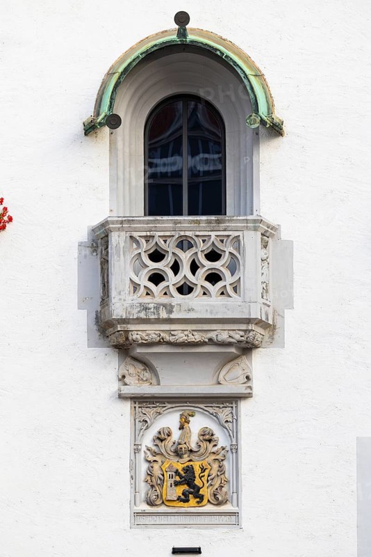 Balcony at the town hall, Old Town, Meissen, Saxony, Germany