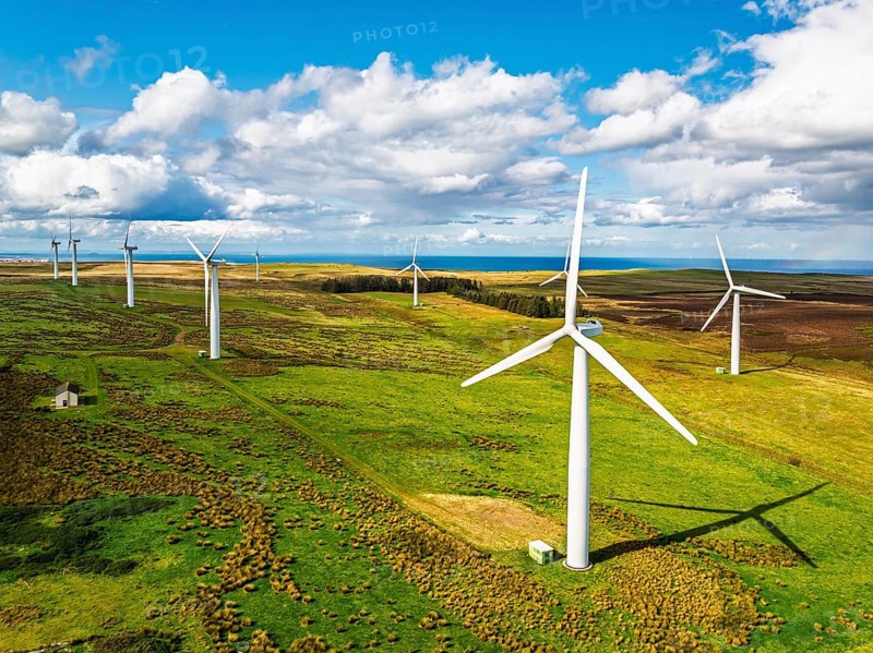 Wind Farm from a drone in southeast Scotland, UK