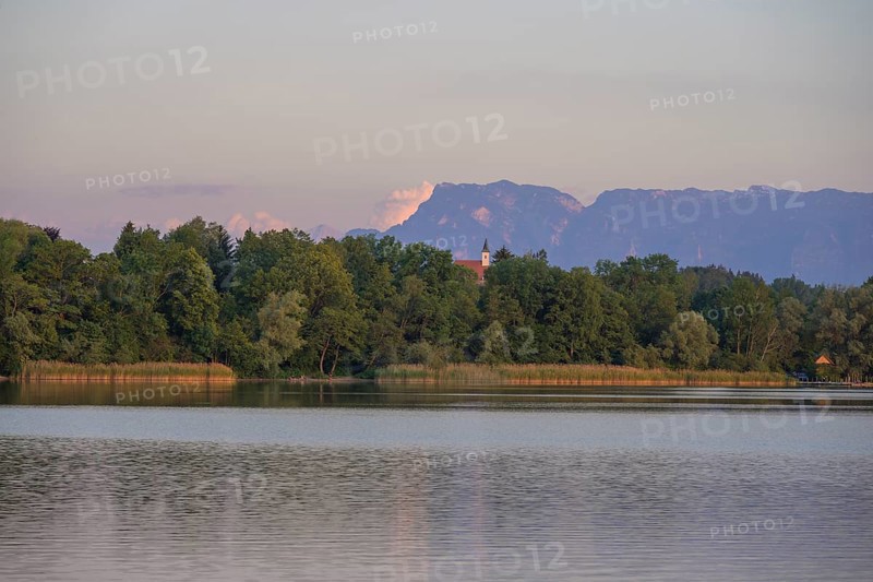 Sunset at the moor lake of, Abtsdorf, Saaldorf-Surheim, Bavaria, Germany