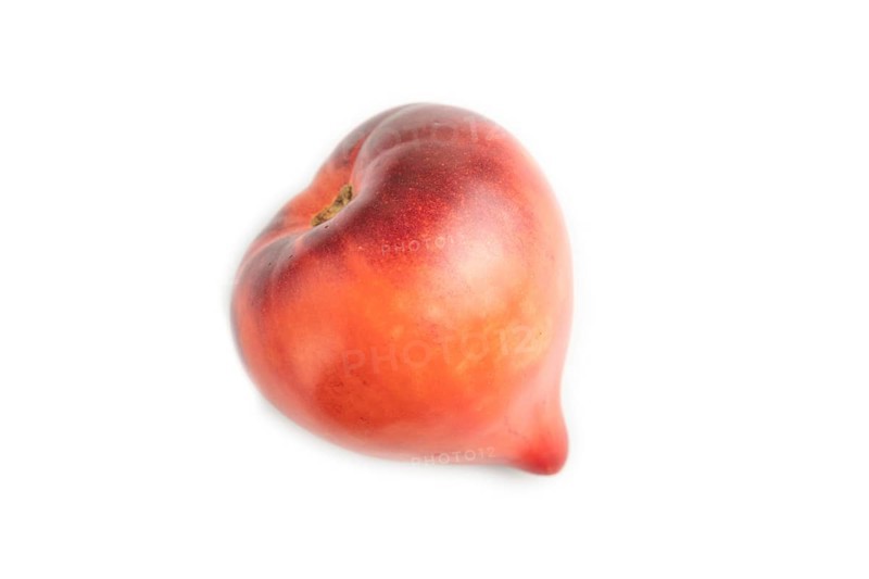 Red Heart shape tomatoes isolated on white background. Top view, copy space, flat lay, healthy food, vegetable, minimalism