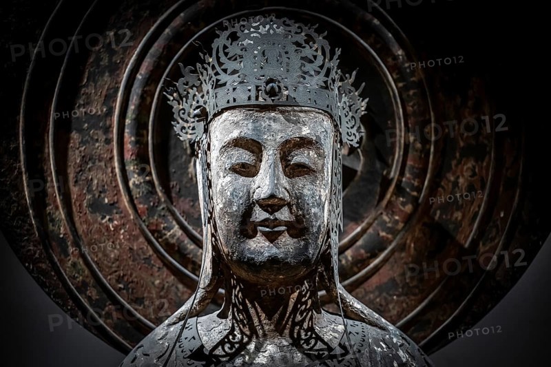 Head of a Japanese Buddha statue, British Museum, London, London region, England, Great Britain
