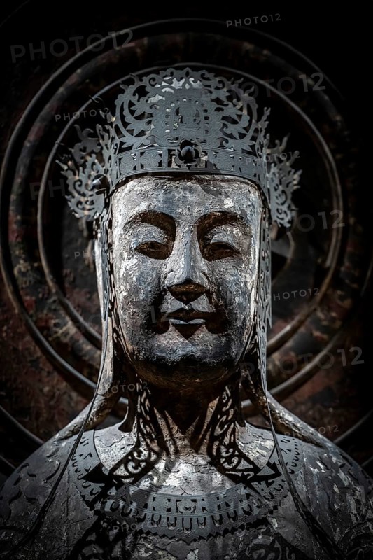 Head of a Japanese Buddha statue, British Museum, London, London region, England, Great Britain