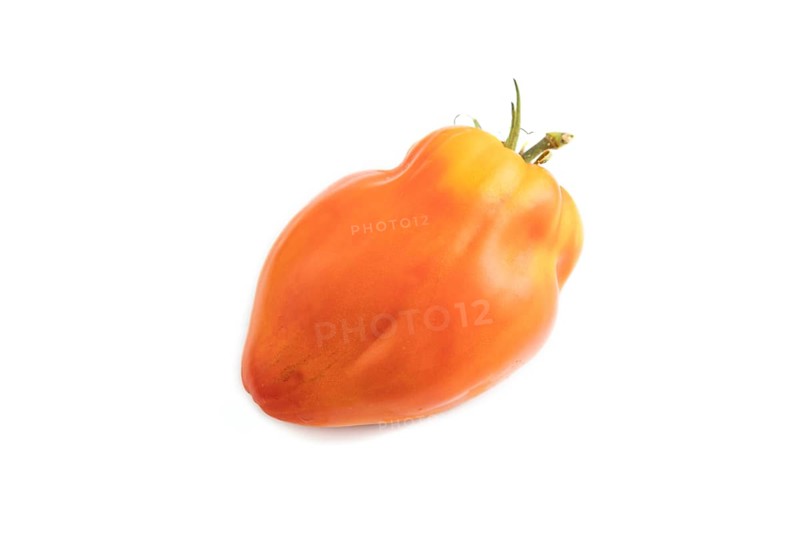 Red Heart Shape tomato isolated on white background. Side view, copy space. healthy food, vegetable, minimalism
