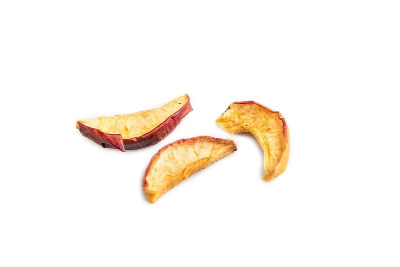 Dried Apples isolated on white background. Side view, close up. healthy food, minimalism. sweet
