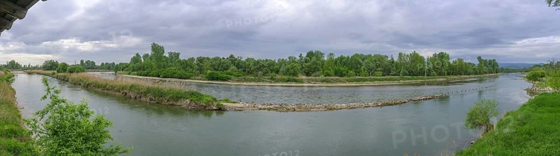 Panoramablick vom Aussichtsturm auf die Isar, Plattling, Bayern, Deutschland