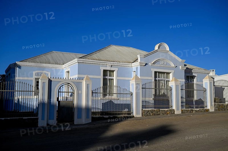 Fassade des Glück-auf-Hauses von 1912 in der Bergstraße, Lüderitz, Region Karas, Namibia