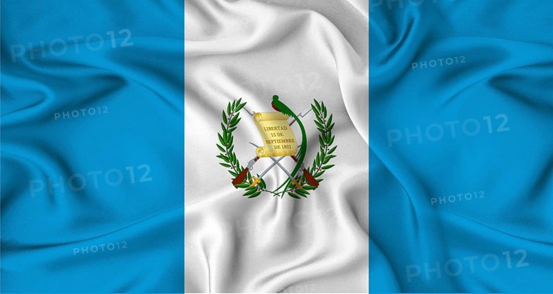 Realistic Guatemala flag waving. Close up of flag of Guatemala with cloth texture