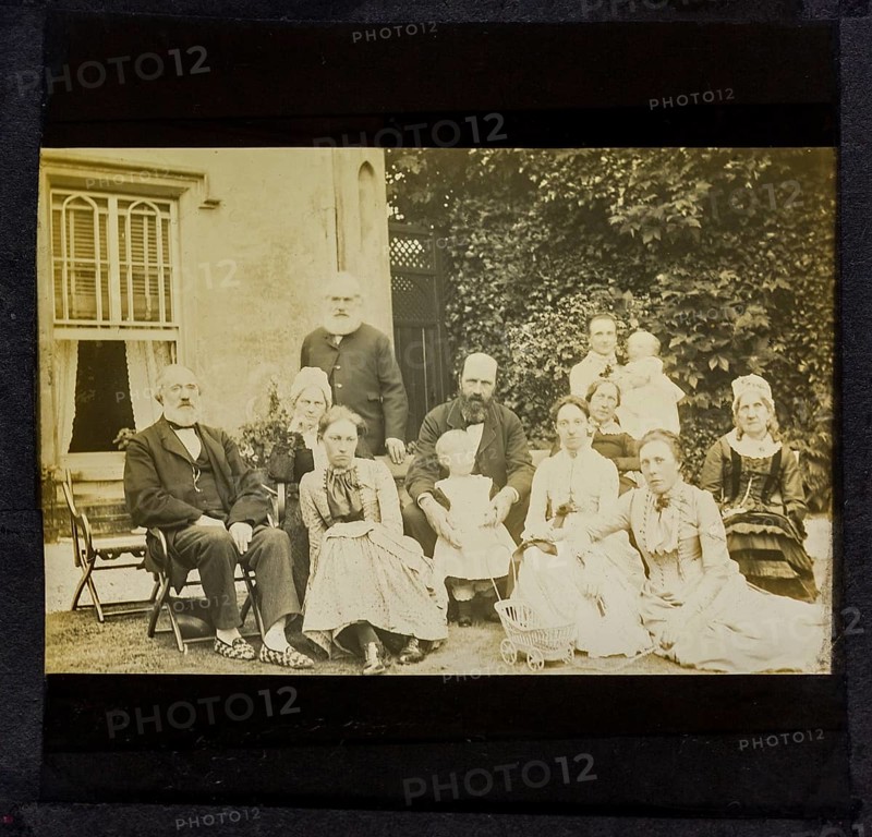 Portrait group photograph three generations prosperous middle-class Victorian Edwardian family, England, c 1900