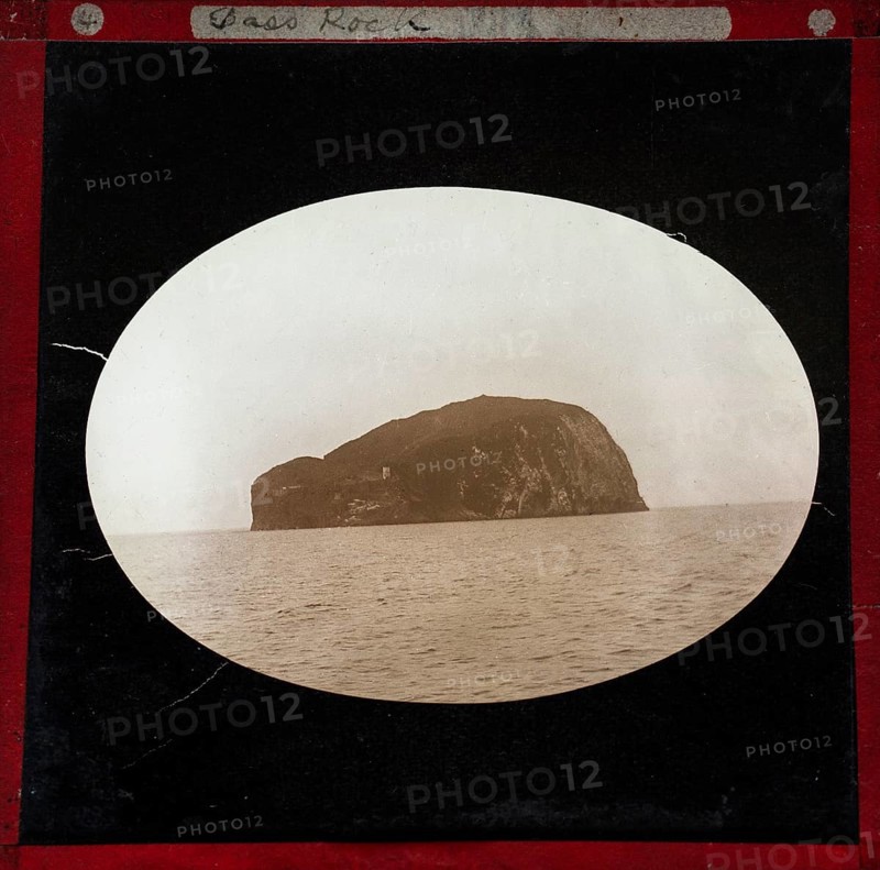 Magic Lantern slide of Bass Rock, Firth of Forth, Scotland, late 1800s c 1900