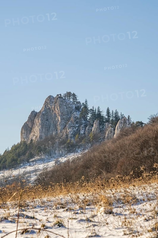 View on the mountains on a sunny day in winter, Vápec, Horná Poruba, Slovakia
