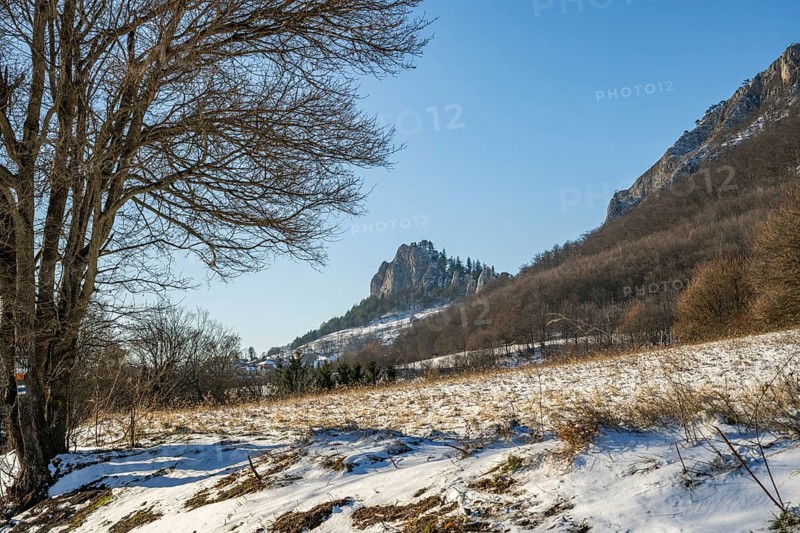 View on the mountains on a sunny day in winter, Vápec, Horná Poruba, Slovakia