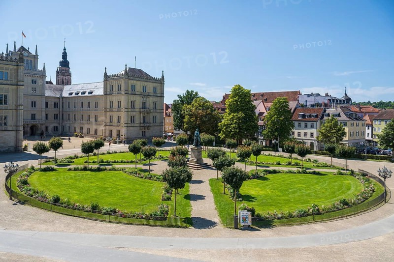 Castle park at Ehrenburg Castle, Coburg, Upper Franconia, Franconia, Bavaria, Germany