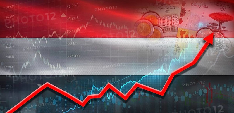 Yemen financial growth on market graph. Yemen economic growth on financial graph