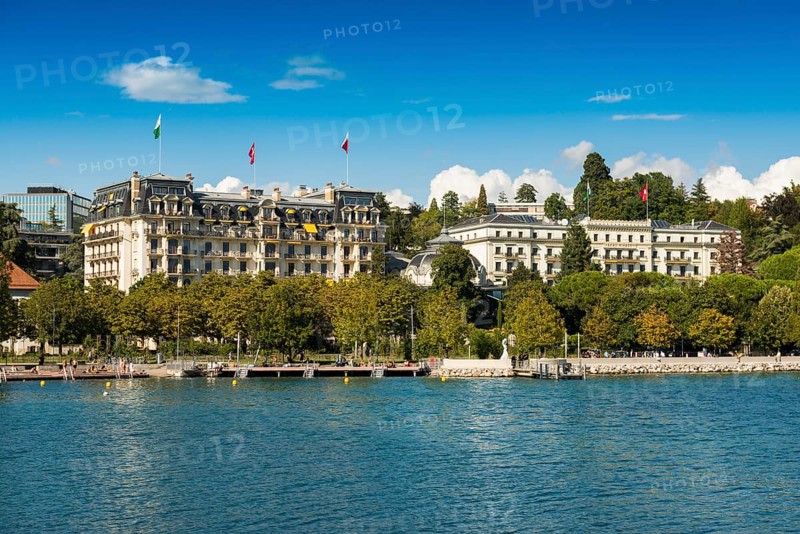 Luxury hotels on the lakeshore, Lausanne, Switzerland