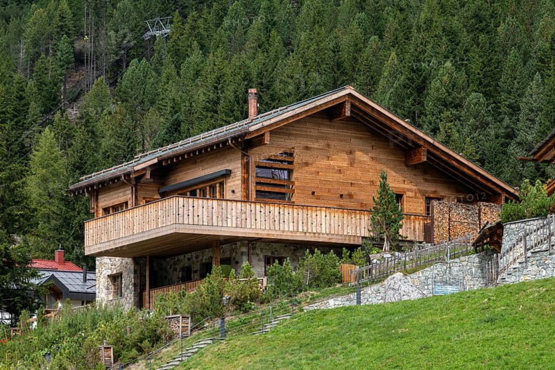 Chalet timber construction, Arosa, Graubünden, Switzerland