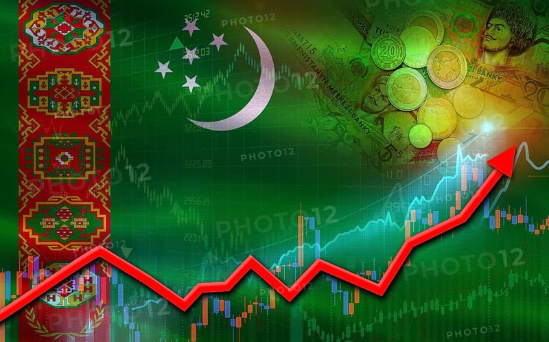Turkmenistan economic growth on financial graph. Turkmenistan financial growth on market graph