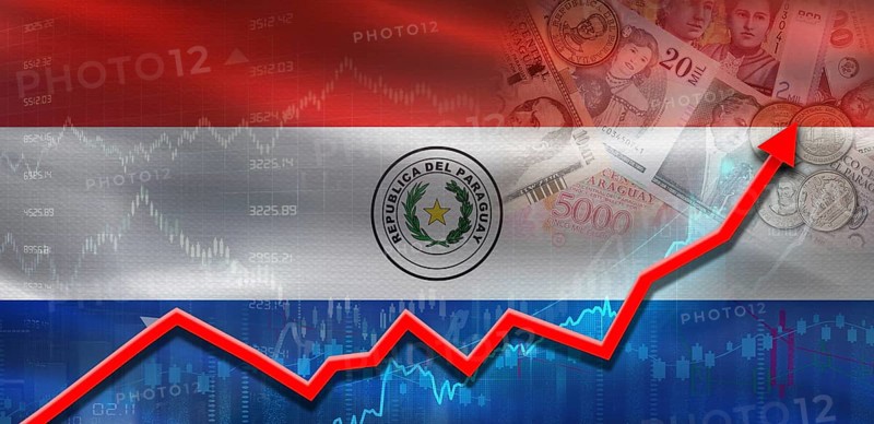 Paraguay financial growth on market graph. Paraguay economic growth on financial graph