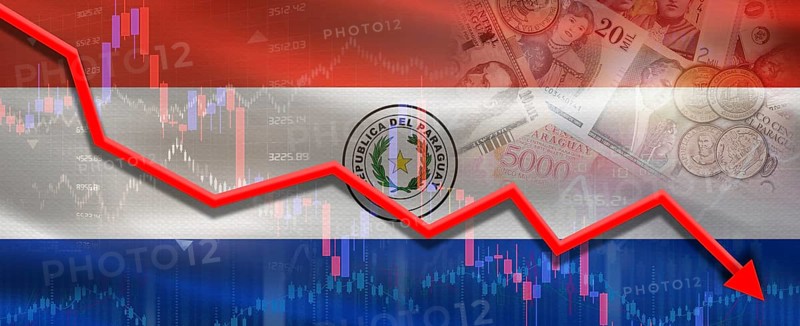 Paraguay financial crisis on economic graph. Financial fall of Paraguay on economy market