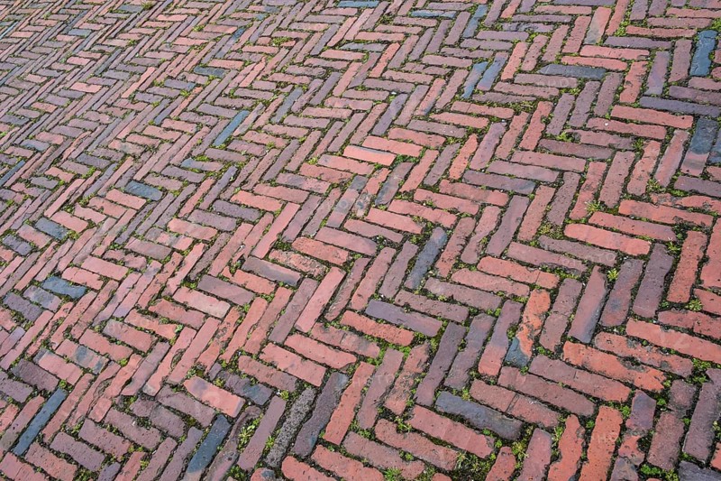 Clinker paving in herringbone pattern, Netherlands