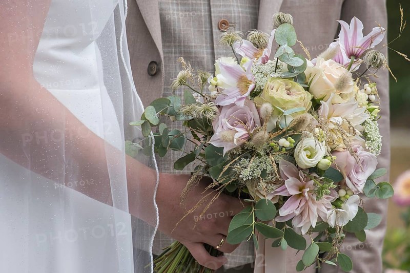 Bridal bouquet in pastel colours, North Rhine-Westphalia, Germany