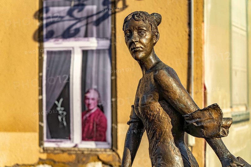 Bronze sculpture of Duchess Luise Dorothea of Saxe-Gotha-Altenburg in Gotha, Thuringia, Germany