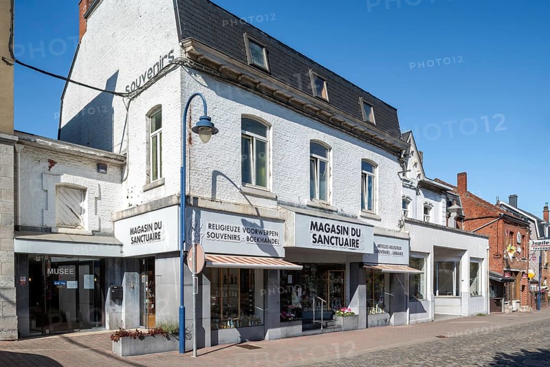 Souvenir shop, museum near Our Lady of Beauraing, Notre-Dame de Beauraing sanctuary, place of pilgrimage at Beauraing, province of Namur, Belgium