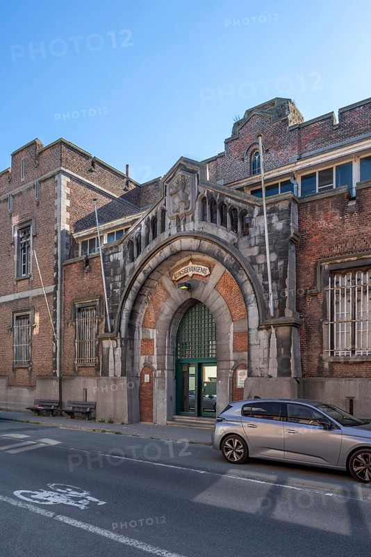 Dendermonde Prison, 19th century detention center and penitentiary in neo-Tudor style in the city centre of Dendermonde, East Flanders, Belgium