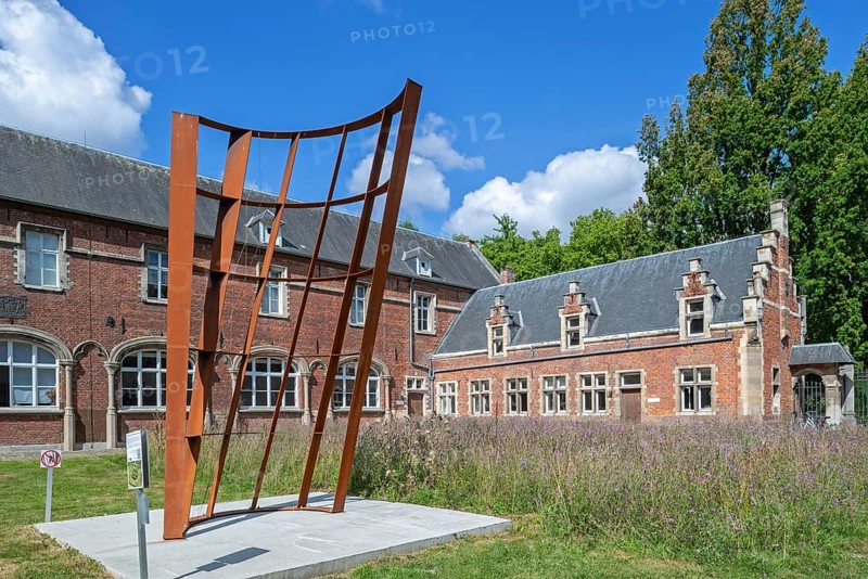 Modern artwork at Arenberg Castle, 16th century Flemish Renaissance château in Heverlee, now owned by the KU Leuven, Flemish Brabant, Belgium