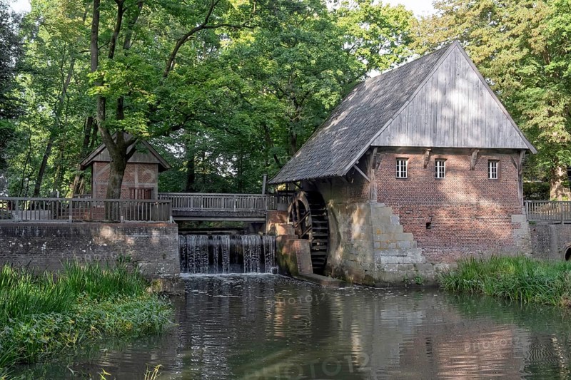 Historic Haarmühle, watermill from 1619, Ahaus-Alstätte, Münsterland, North Rhine-Westphalia, Germany