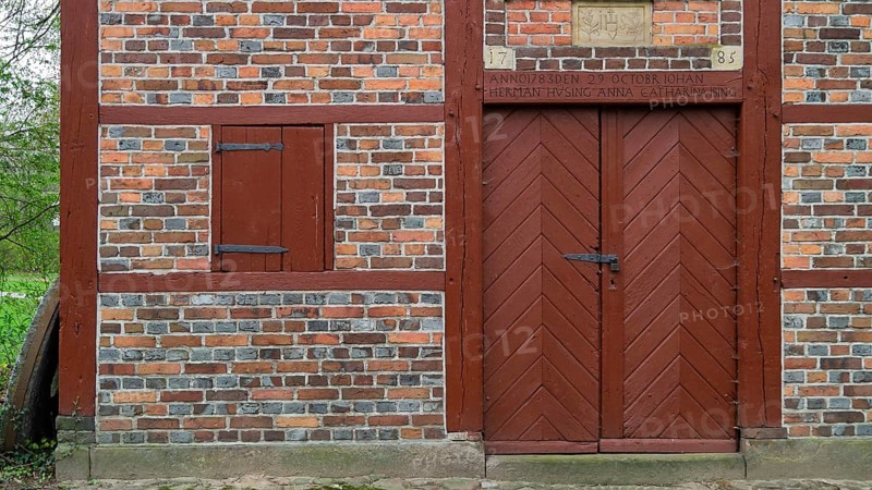 Huning'sche Wassermühle entrance, Vreden Farmhouse Museum, now kult Westmünsterland, Vreden, Münsterland, North Rhine-Westphalia, Germany