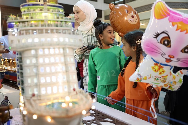 Syrian artisans display handmade artistic pieces to visitors at the Damascus International Fair. The exhibition features traditional crafts and creative works produced by local craftsmen as part of Syria's cultural and economic revival after years of conflict, Damascus, Damascus, Syria