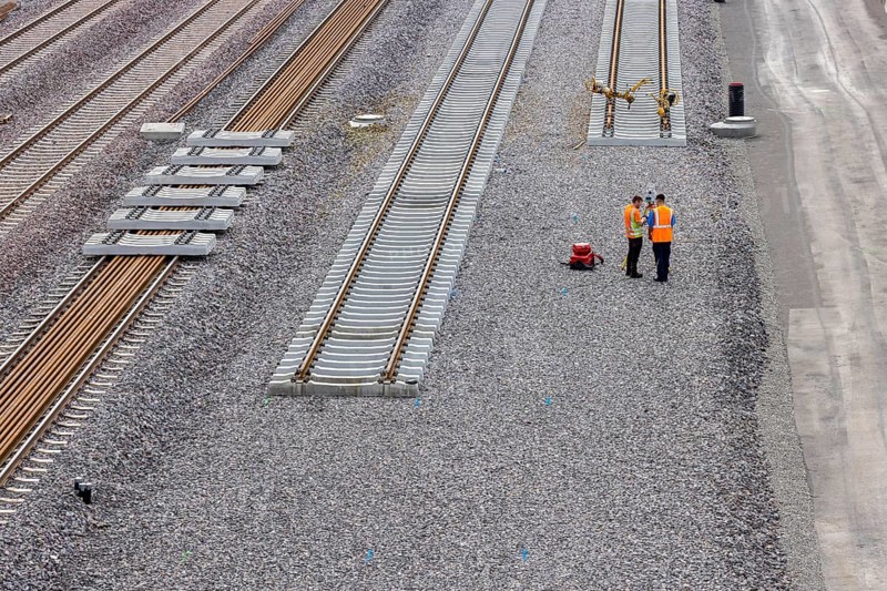 New Untertürkheim railway sidings. Train services are being reorganised as part of Stuttgart 21. Among other things, 33 sidings are being built. Stuttgart, Baden-Württemberg, Germany