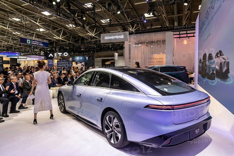 Forthing is a Chinese automobile brand of Dongfeng Motor (DFM) . Forthing S7. IAA MOBILITY in Munich. The motor show presents itself as a holistic mobility trade fair. However, cars are still the centre of attention and Chinese manufacturers are gaining ground. Munich, Bavaria, Germany
