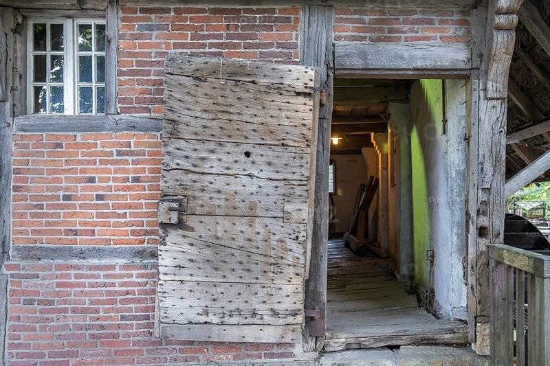 Entrance to the historic Haarmühle mill, Ahaus-Alstätte, Münsterland, North Rhine-Westphalia, Germany