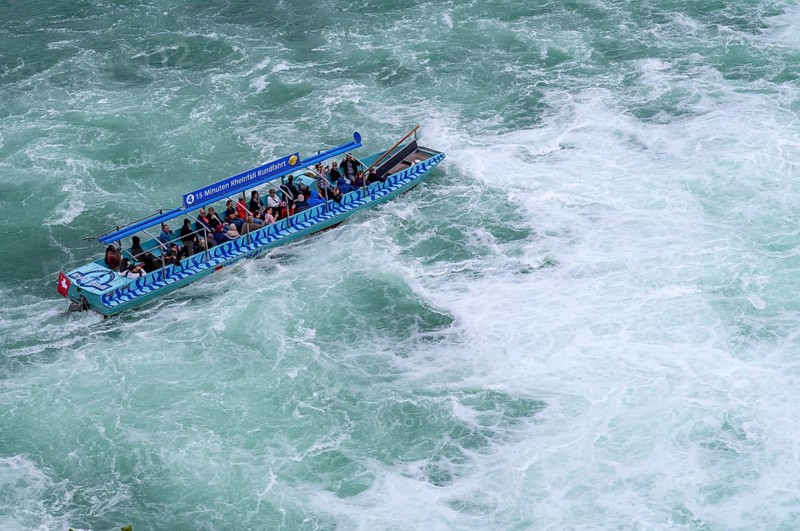 Tourist boat, Rhine Falls Schaffhausen, Waterfall, Canton Schaffhausen, Switzerland
