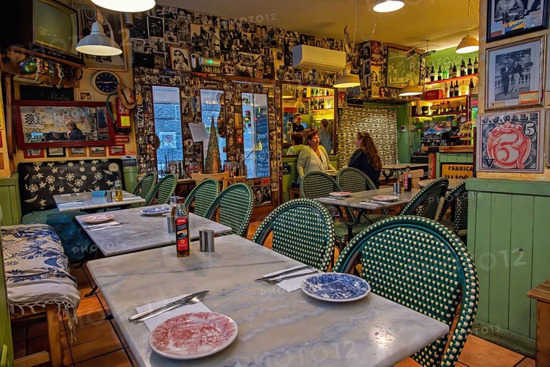 Interior of a picturesque food restaurant with guests, Palma de mallorca, Mallorca, Spain