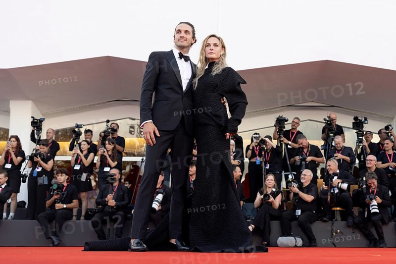 Venice, Italy - 2 September 2025: Rory St. Clair Gainer, Rebecca Ferguson during the Red Carpet of - A house of Dynamite - during the 82nd Venice International Film Festival