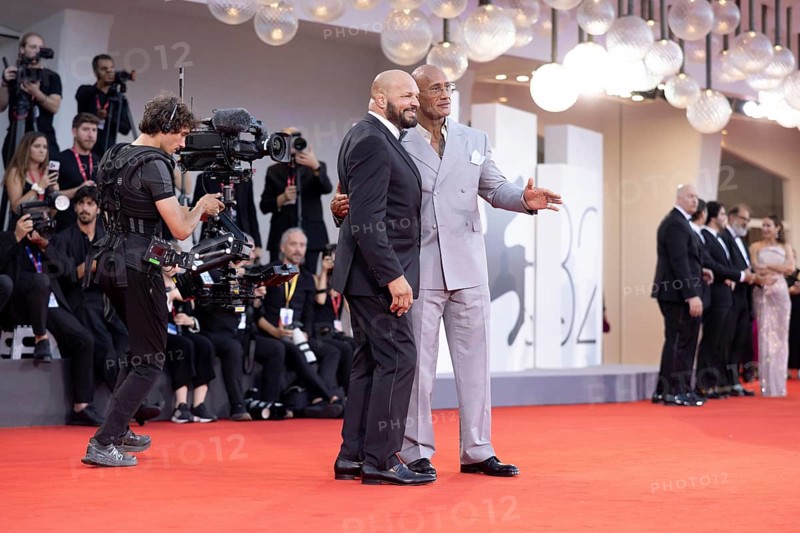 Venice, Italy - 1 September 2025: Mark Kerr and Dwayne Johnson during the red carpet of - The Smashing Machine - during the 82nd Venice International Film Festival