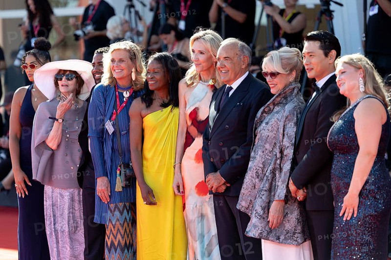 Venice, Italy - 3 September 2025: Jharrel Jerome, Geralyn Dreyfous, Misan Sagay, Helen Hoehne, güst, Teo Yoo, Danielle Turkov during the Red Carpet of - The Voice Of Hind Rajab - during the 82nd Venice International Film Festival