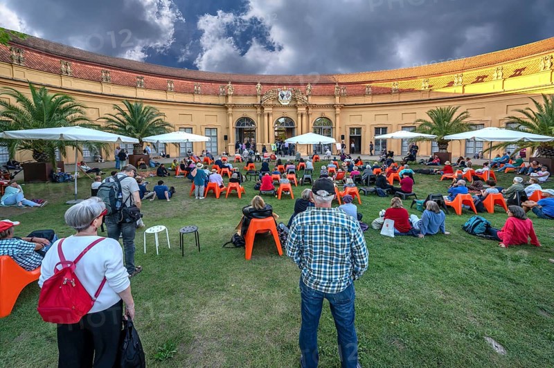 Poetry Festival in front of the Orangery in the Palace Gardens, Erlangen, Middle Franconia, Bavaria, Germany