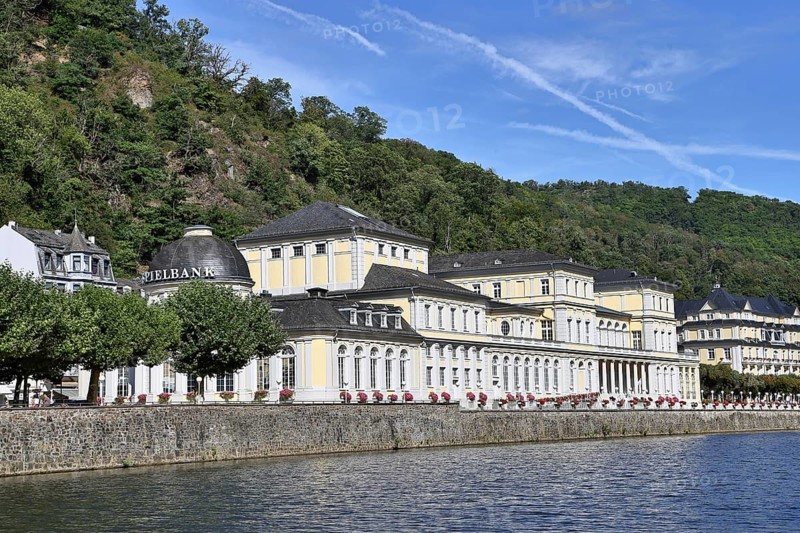 Baroque UNESCO casino and riverside promenade on the Lahn, Bad Ems, Rhineland-Palatinate, Germany