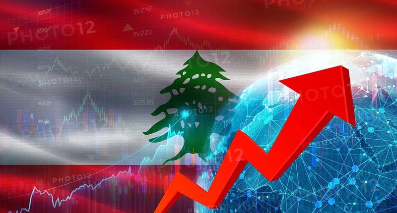 Global financial growth with Lebanon flag. Financial growth with Lebanon flag on economic background