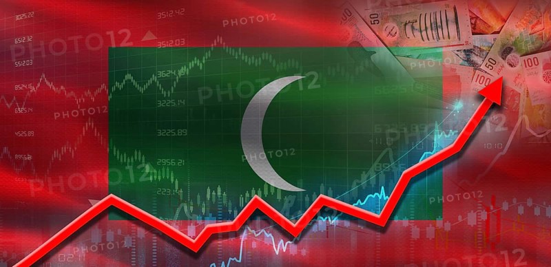 Maldives financial growth on market graph. Maldives economic growth on financial graph