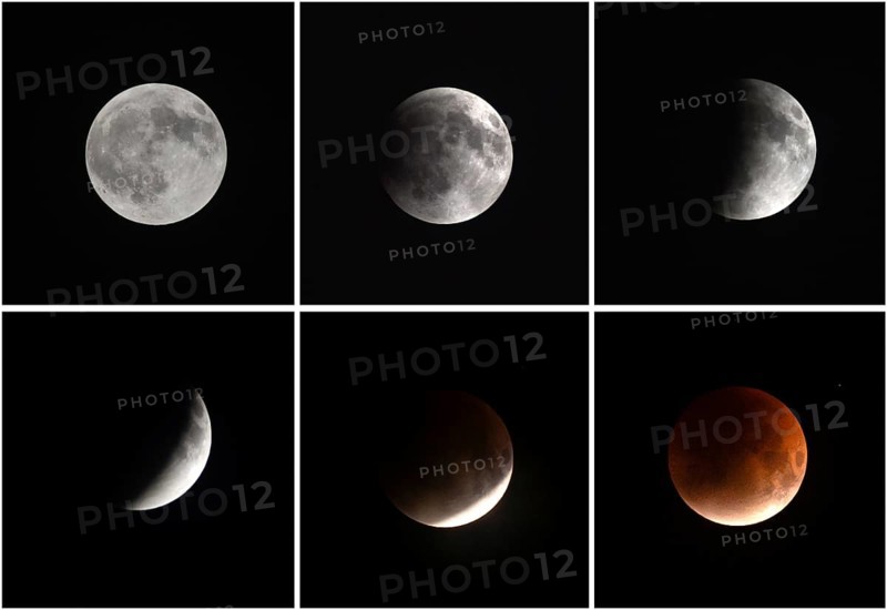 In this photo compilation, the Blood Moon is seen during the lunar eclipse of the year in Assam, India, on September 7, 2025. A Blood Moon occurs during a total lunar eclipse when the Earth comes between the Sun and the Moon, blocking direct sunlight from reaching the lunar surface