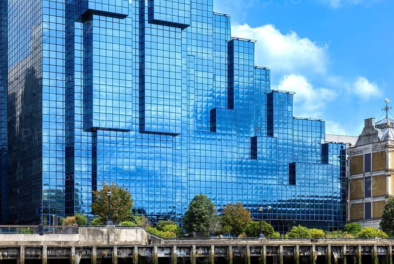 London city financial business center panorama skyline view from the River Thames