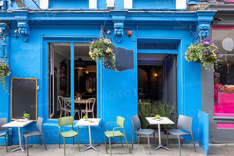 Edinburgh, Scotland. Victoria street cafes near Royal Mile in historic center old town