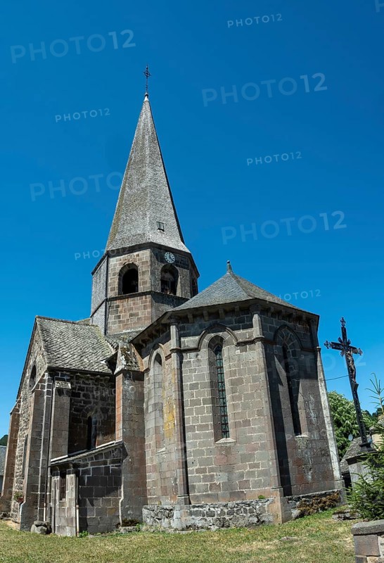 Compains, Saint Georges church, Auvergne Volcanoes Regional Park, Cezallier region, Puy de Dome, Auvergne Rhone Alpes, France
