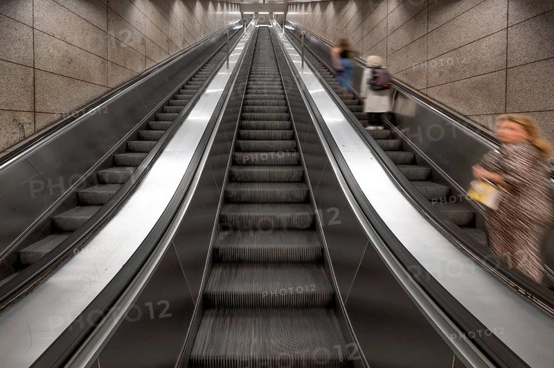 Escalators in the underground, Munich, Bavaria, Germany