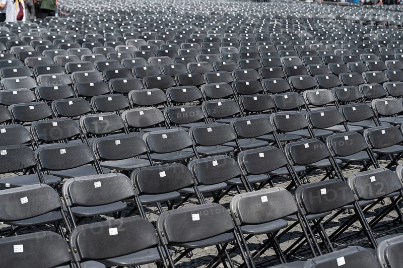 Seating in front of the start of Klassik auf dem Odeonsplatz, Munich, Bavaria, Germany