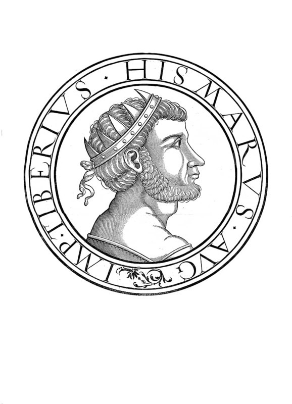 Tiberios II (III) Apsimaros, Tiberius Apsimarus, died 15 February 706, Byzantine emperor (698 to 705), authentic, digitally restored reproduction from a 19th century original, record date not stated